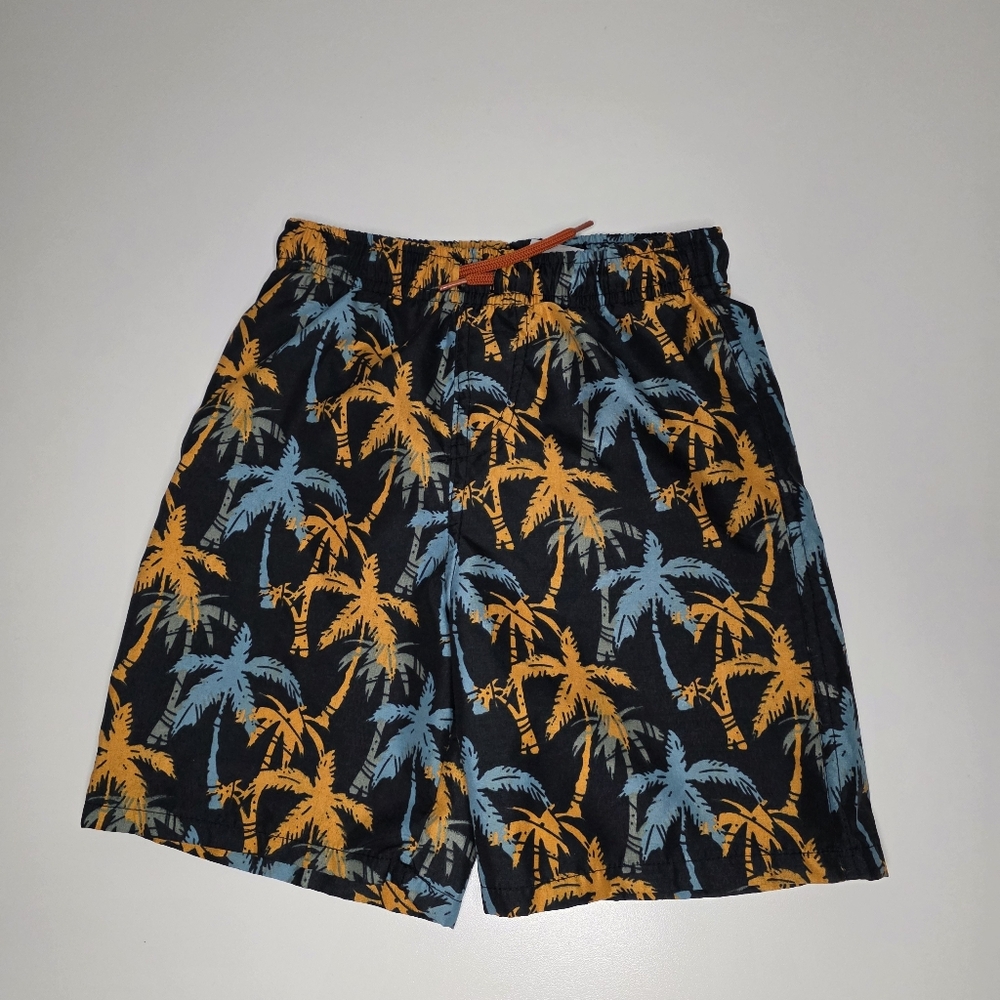 Banana Boat Boys Size 5 Swim Trunks Orange Blue Palm Trees